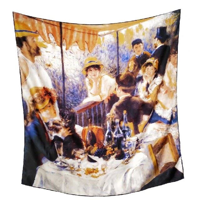 Custom Oil Painting Style Hijab Women Silk Shawls Luxury Head Scarf