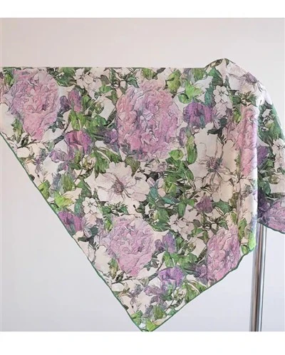 Sciarpa in seta di gelso 100% stile floreale da giardino realizzata su misura