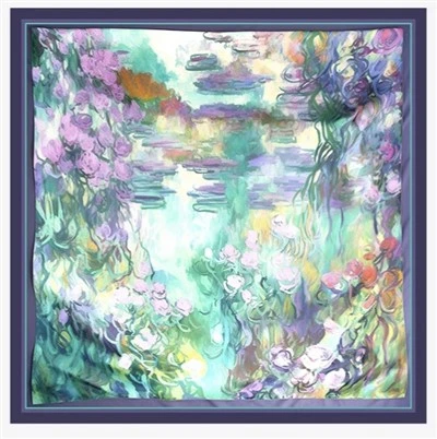 Sciarpa di seta stampata stile Monet personalizzato primavera e autunno