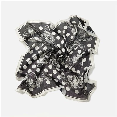 Sciarpa di seta dal design classico in bianco e nero personalizzato a pois